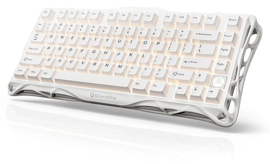 GravaStar Mercury K1 Lite white wireless keyboard top-down view