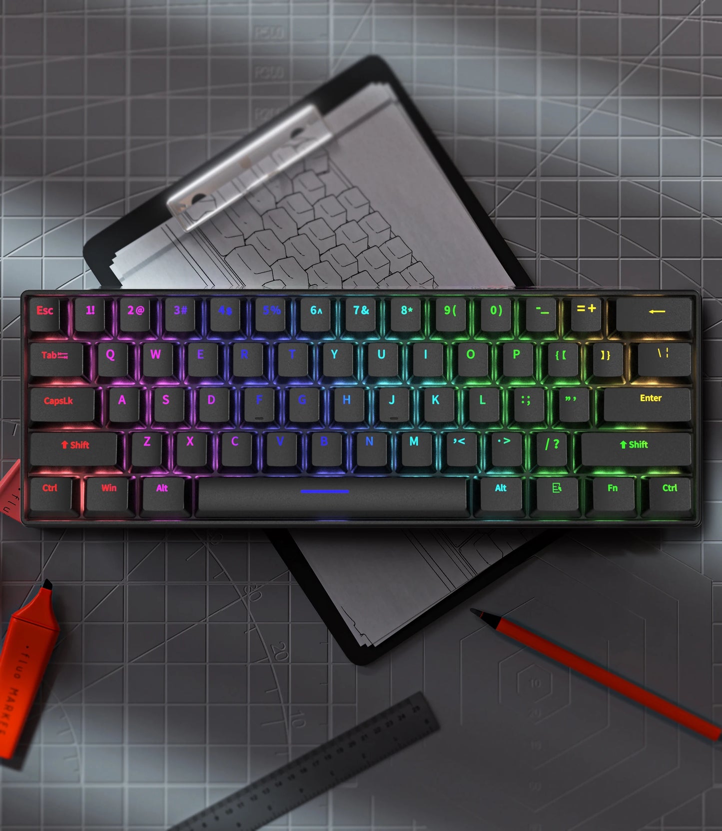 FuryCube H61K – 60% RGB Mechanical Keyboard, Hot-Swappable, Wired USB-C