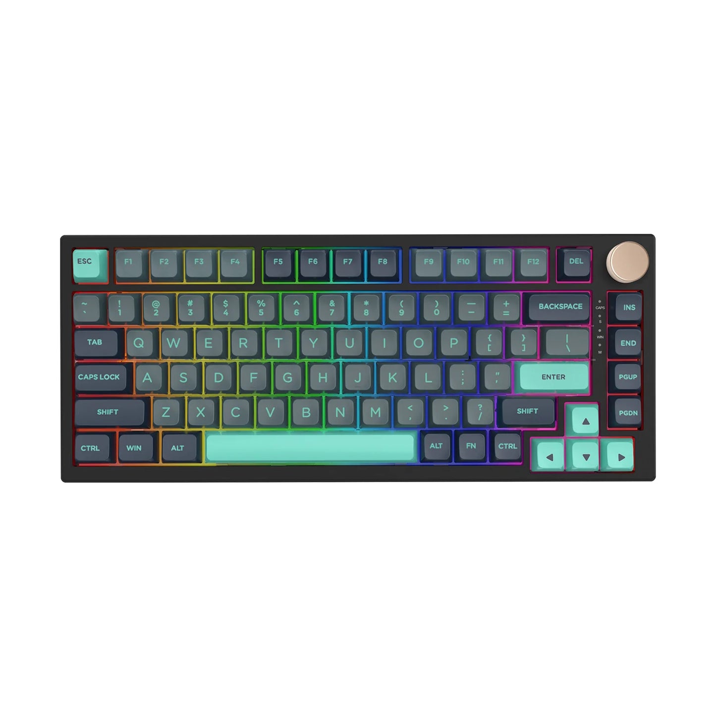 VGN N75 Pro mechanical keyboard in Caribbean Blue – top-down view