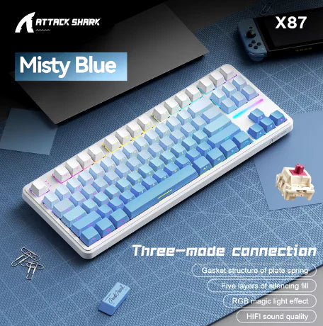 Attack Shark X87 Wireless Gaming Keyboard – RGB, Hot Swap, Misty Blue – Best Price in Pakistan