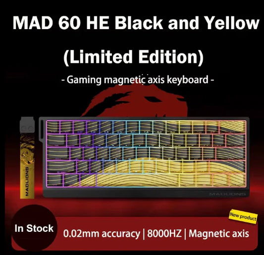 MadLions MAD60HE – 8000Hz Hot-Swap Magnetic Switch RGB Gaming Keyboard (Limited Yellow Edition)