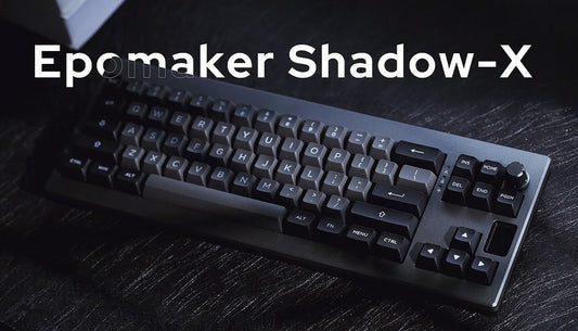Angled side view of EPOMAKER Shadow-X keyboard with knob
