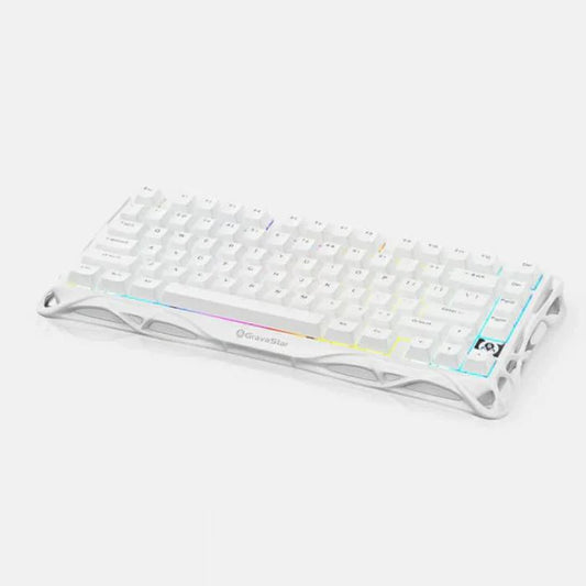 White GravaStar Mercury K1 Lite in a desk setup
