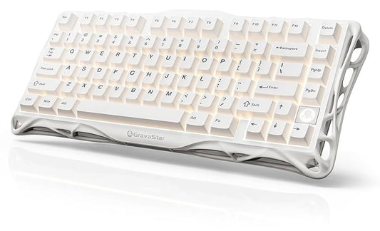 GravaStar Mercury K1 Lite white wireless keyboard top-down view