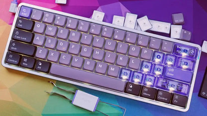 NuPhy Air60 HE keyboard in gaming setup with ambient lighting