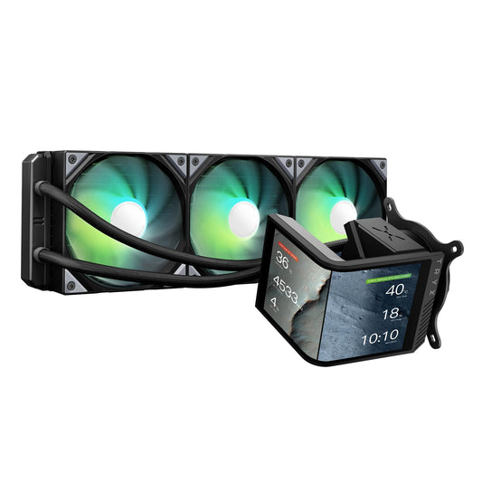 TRYX Panorama SE 360 ARGB CPU cooler angled shot