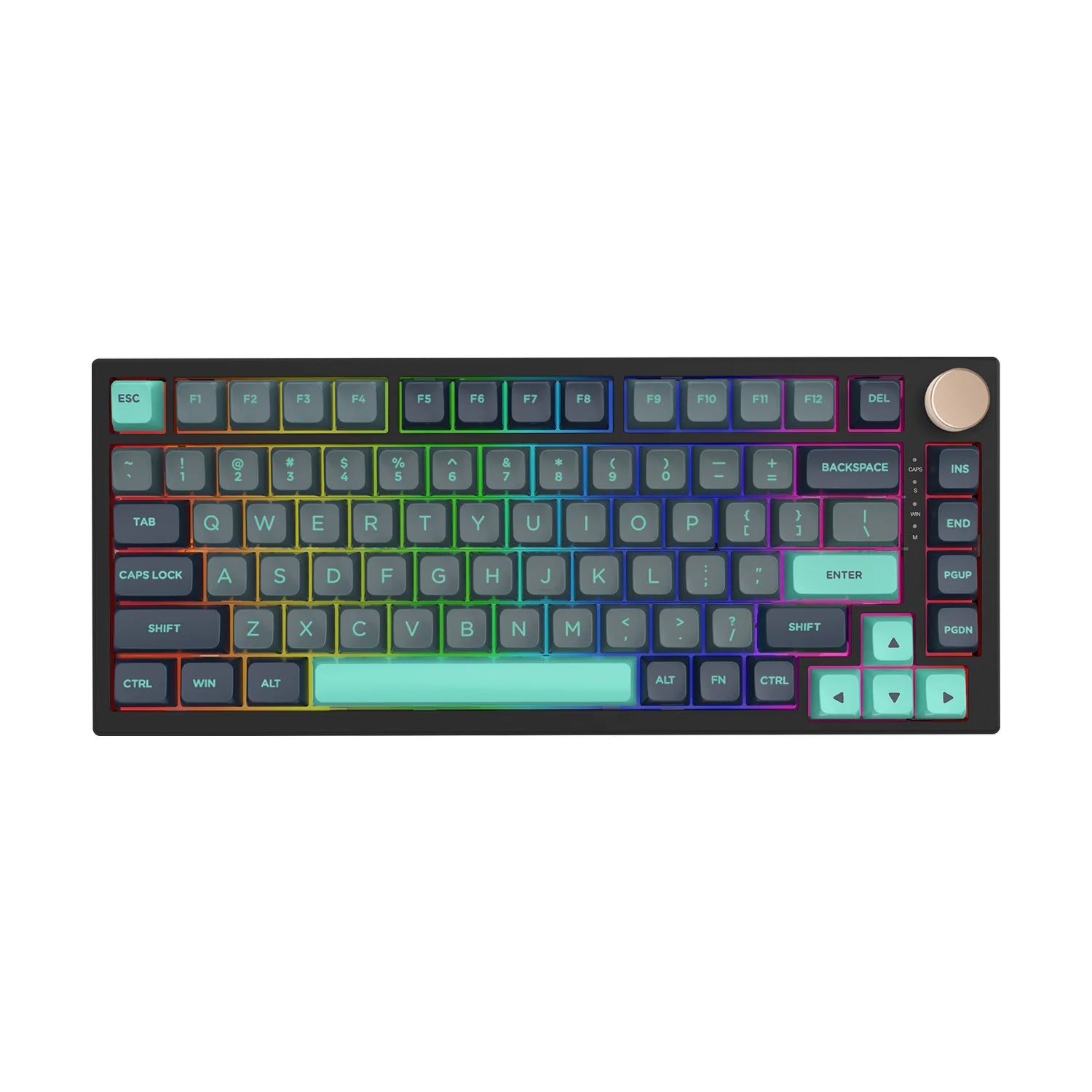 VGN N75 Pro mechanical keyboard in Caribbean Blue – top-down view