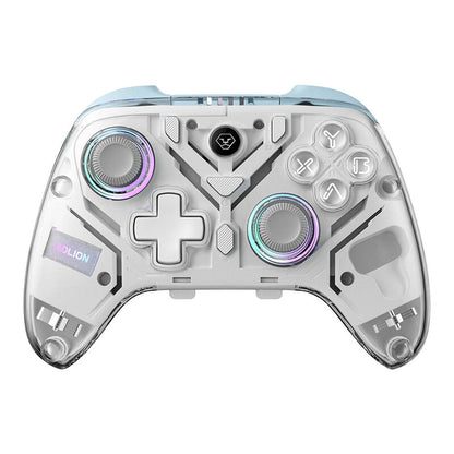 Aolion K10 RGB wireless controller side angle with dock