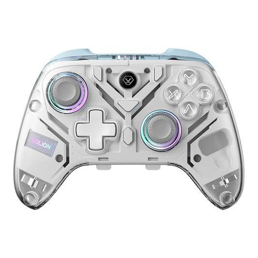 Aolion K10 RGB wireless controller side angle with dock